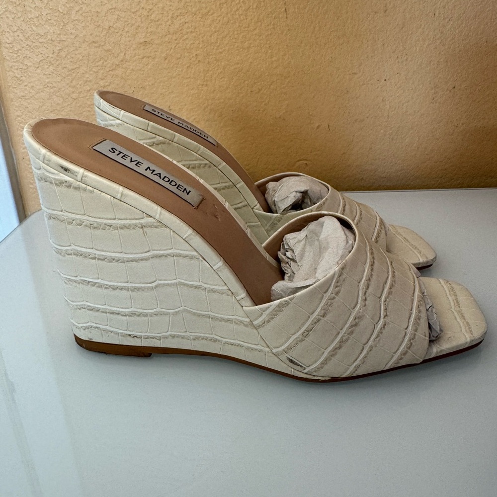 Steve Madden Croc White Cream Wedges Size 10 Women